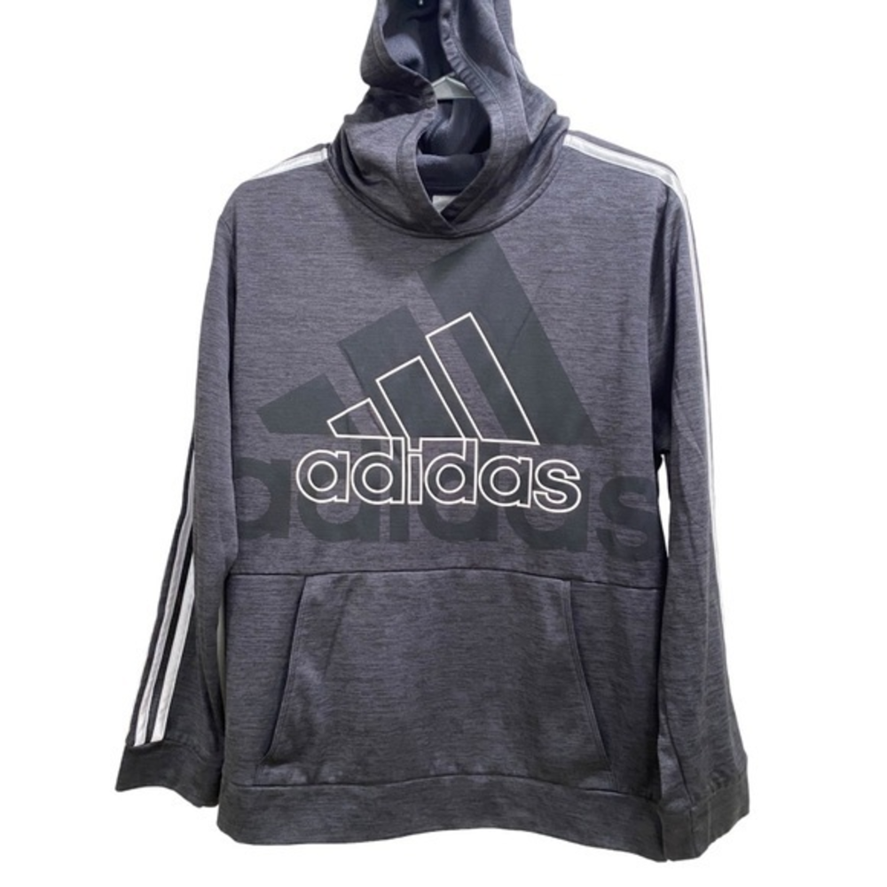 Adidas Boys XL 18/20 Black/Grey Logo Hooded Sweatshirt